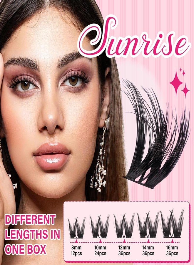 برو لاش بيوتي، رموش عنقودية، رموش عنقودية مختلطة 8-18، وصلات رموش مختلطة قابلة لإعادة الاستخدام، ناعمة ومريحة (شروق الشمس، 8-16 مزيج) - Image 4